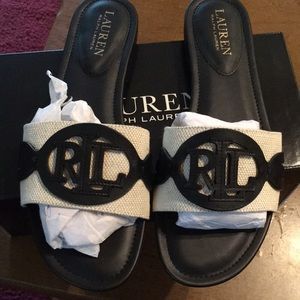 Ralph Lauren sandals natural two-tone canvas size 8B